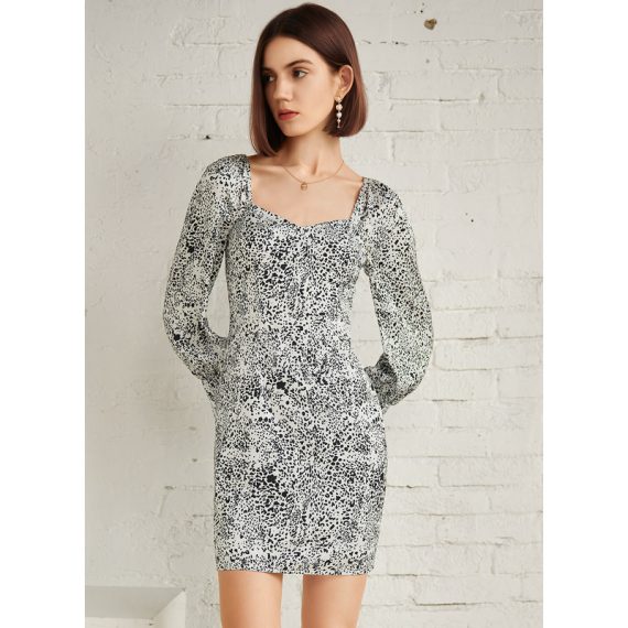 V-Neck Long Sleeves Elegant Bodycon Cotton Blends Mini Dresses