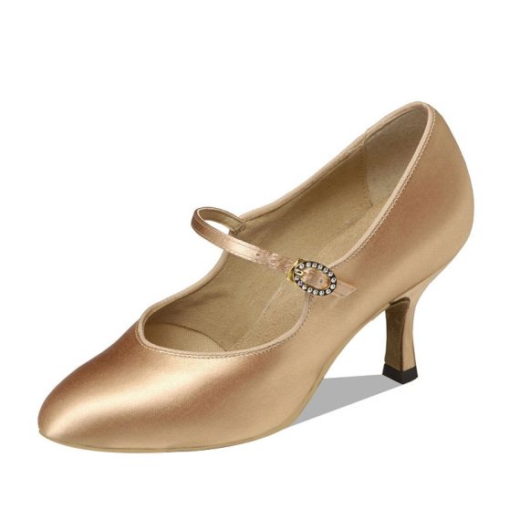 Women's Satin Ballroom With ankle strap Dance Shoes