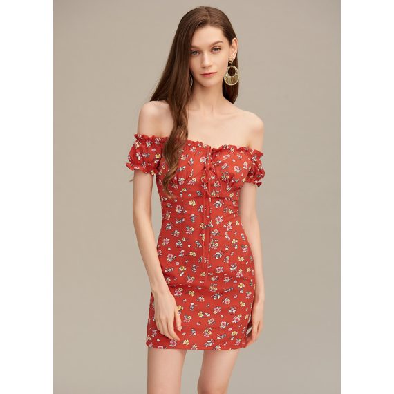 Off the Shoulder Sleeveless Vacation Bodycon Chiffon Mini Dresses